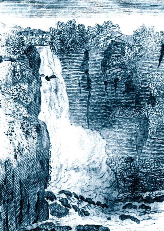 El Salto del Tequendama. Grabado en metal (1860). scar Monsalve