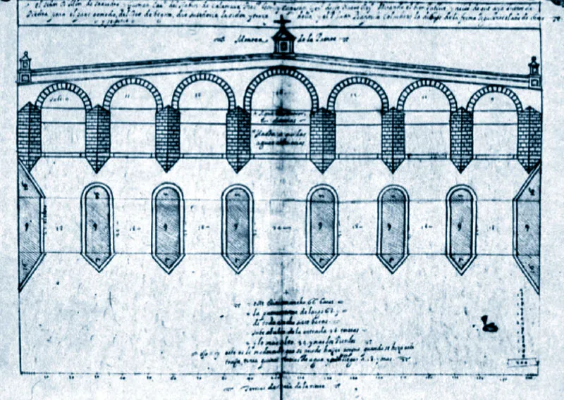 Planos del Puente Grande, corte longitudinal. Coluchini. scar Monsalve