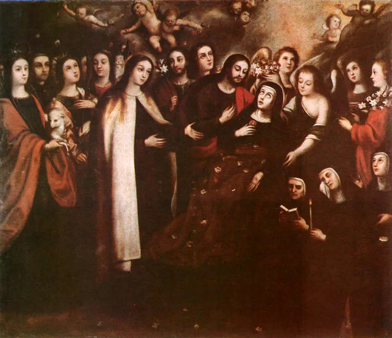 Muerte de Santa Gertrudis. (c. 134). Baltasar Vargas de Figueroa. 1,84 x 2,21. M.A.C., Bogotá.