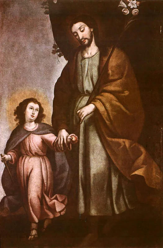 San Jos con el Nio. (c. 26). Gaspar de Figueroa. 1,90 x 1,10. Igl. de Santa Clara, Bogot.  