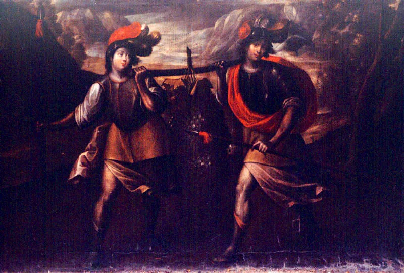 Regreso de los exploradores de Canaan. (c. 139). Baltasar Vargas de Figueroa. 1,16 x 1,73. Igl. de la Peña. Bogotá.