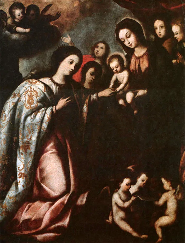 Desposorios Místicos de Santa Catalina de Alenandría. (c. 123). Baltasar Vargas de Figueroa. 1666. 1,31 x 1,01. Igl. de Santa Clara, Bogotá.