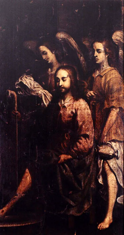 San Juan de Dios curando un pie a Cristo. (c. 58). Gaspar de Figueroa. 1,25 x 0,69. Alcaldía de Villa de Leyva.
