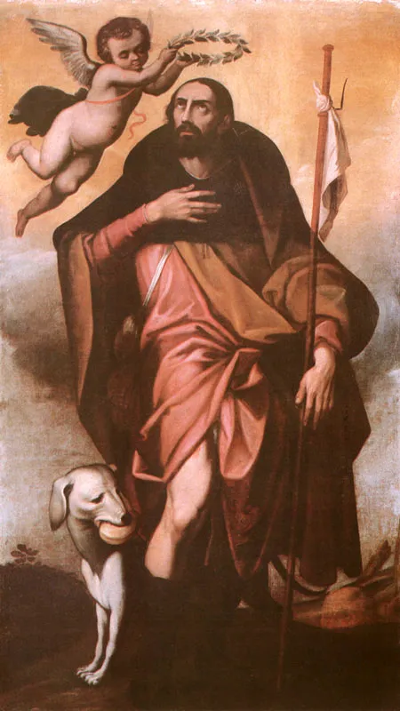 San Roque. (c. 98). Baltasar Vargas de Figueroa. 2,16 x 1,25. Igl. de Santa Bárbara, Bogotá.