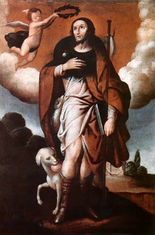 San Roque. (c. 99). Baltasar Vargas de Figueroa. 1,84 x 1,28. Igl. de Santa Clara, Bogotá.