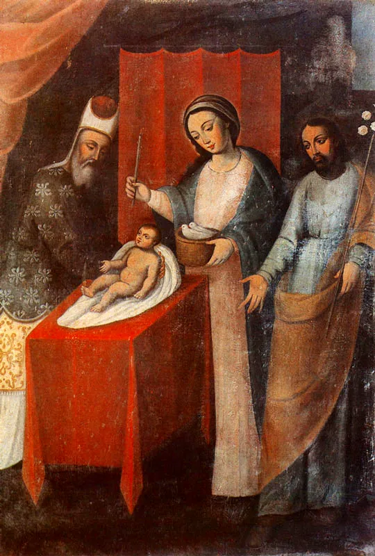 La Purificación de la Virgen, La Candelaria. (c. 12). Baltasar de Figueroa, el viejo. 2,00 x 1,20. Igl. Parroquial de Monguí.