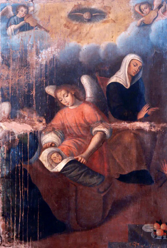 Sueño de la Virgen. (c. 1). Baltasar de Figueroa, el viejo. 1,58 x 1,10. Igl. Parroquial de Turmequé.