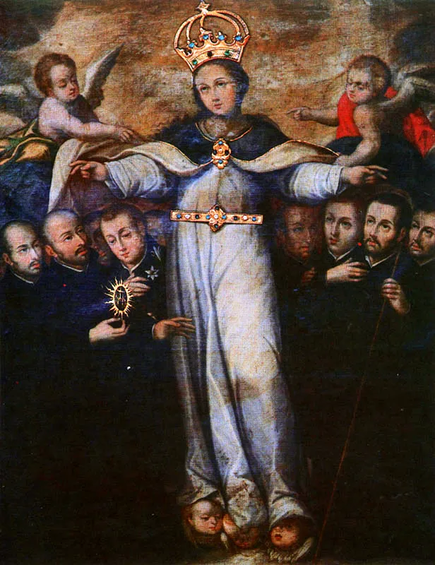 La Virgen del Amparo. (c. 47). Baltasar Vargas de Figueroa. 1,05 x 0,80. Igl. Parroquial de Tobasa, Boyac. 