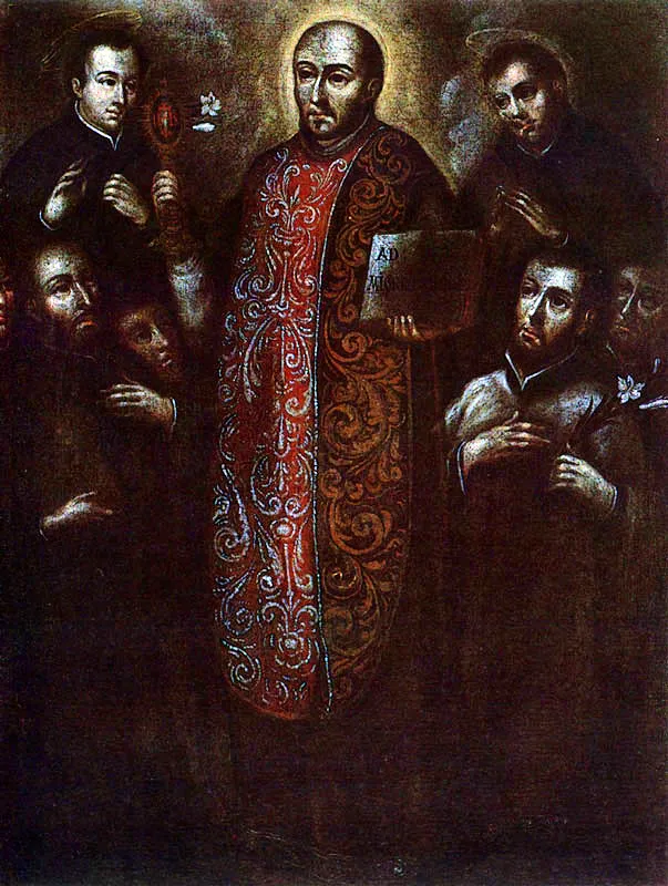 San Ignacio y Santos Jesuitas. (c. 112). Baltasar Vargas de Figueroa. 0,81 x 0,65. Col. Ramrez Combariza. 