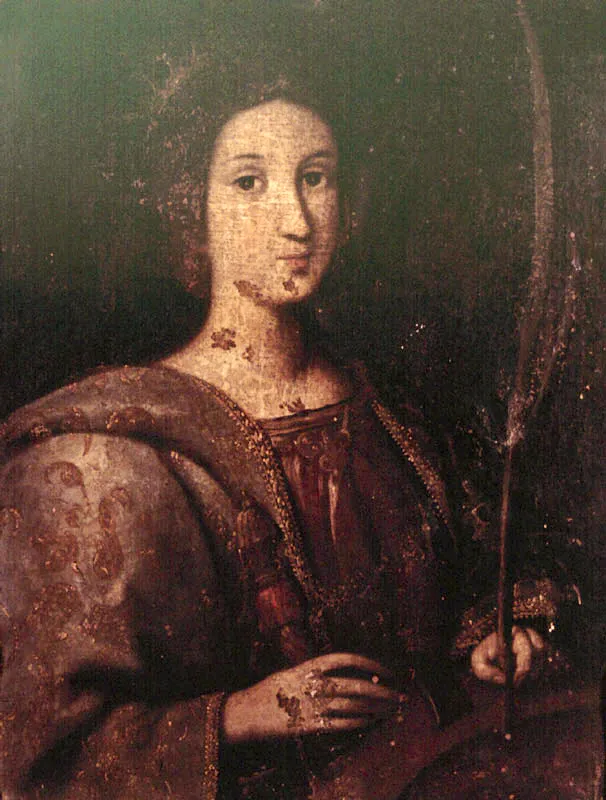 Santa Catalina de Alejandra. (c. 125). Baltasar Vargas de Figueroa. 0,90 x 0,70. Arquidicesis de Bogot. 