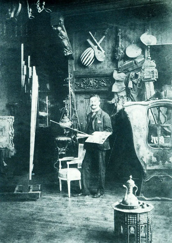 Andrs de Santa Mara en su estudio.  1915c. 