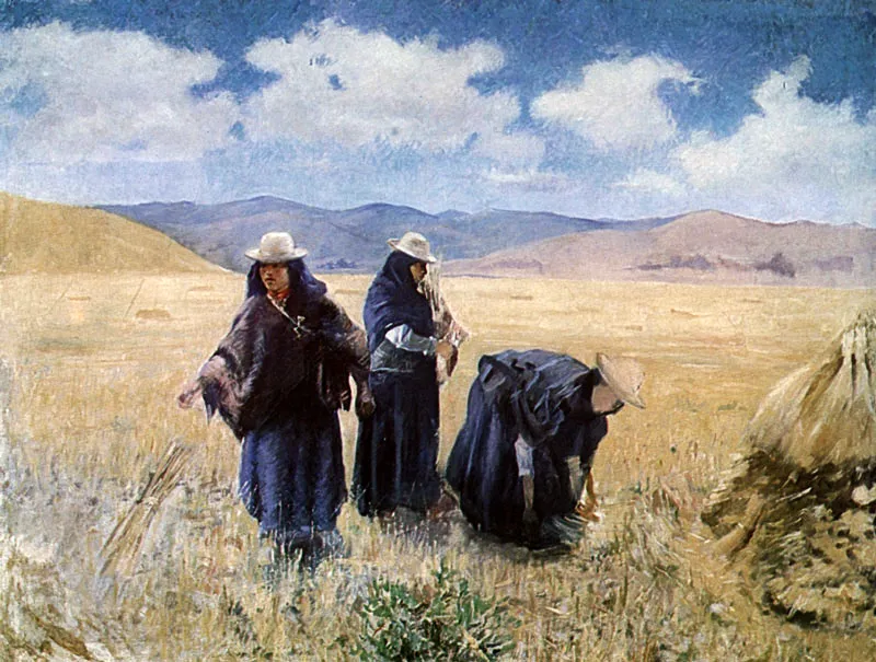 <b>Las Segadoras. 1895</b>. leo sobre lienzo. 0.80 x 1.06.  Sin firma. Museo de Arte Moderno.  Bogot. 