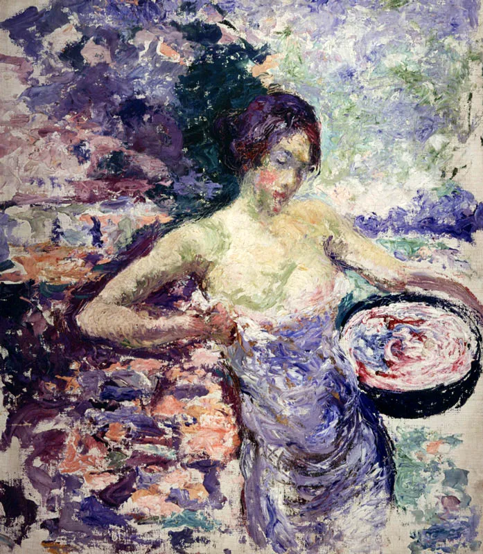 <b>Mujer con Canasto. 1906</b>. leo sobre lienzo. 0,55 x 0,46. Sin firma. Museo Nacional, Bogot.  