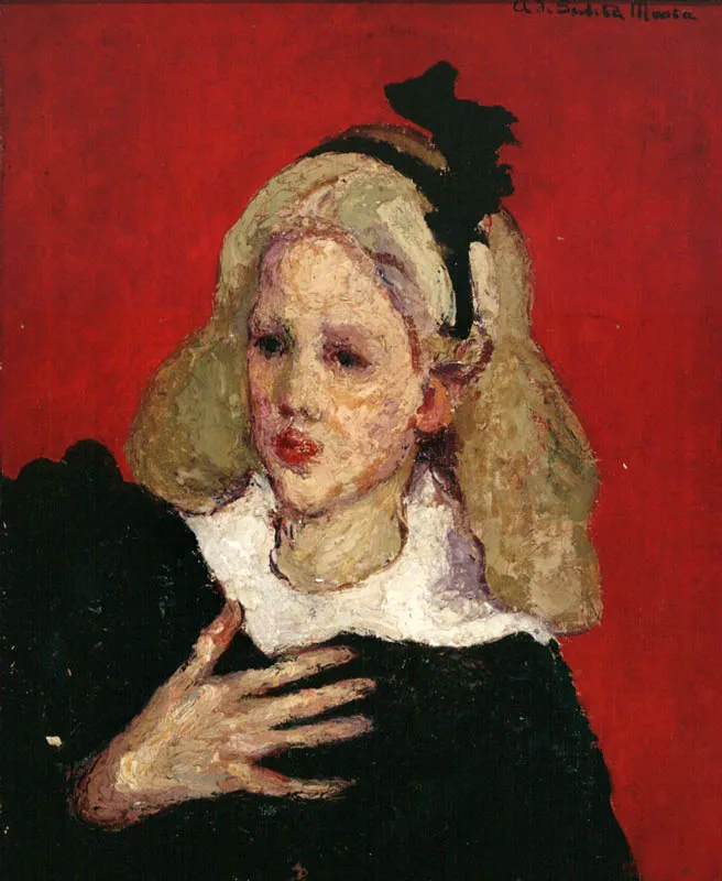 <b>Retrato de Nia. 1923</b>.  leo sobre lienzo.  0,57 x 0,45.  Firmado abajo a la derecha:  A. de Santa Mara.  Coleccin particular, Bogot.  