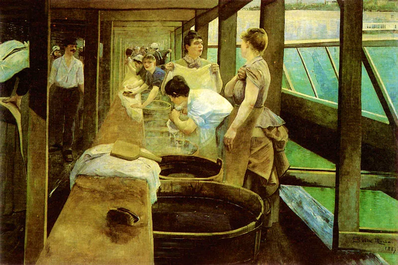 ANDRES DE SANTA MARIA
Lavanderas del Sena. 1887.
Oleo sobre lienzo. 200 x 300 cm.
Colección Museo Nacional, Bogota.
