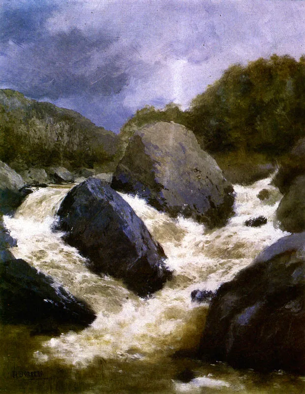 RICARDO BORRERO ALVAREZ
Cercanías del Tequendama. 1920c.
Oleo sobre lienzo. 74 x 63 cm.
Colección Museo Nacional, Bogotá.
