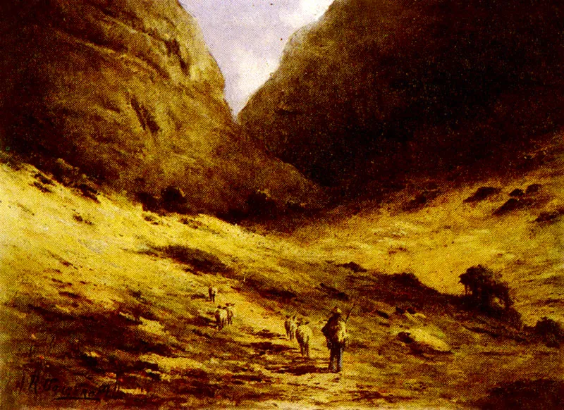 RICARDO BORRERO ALVAREZ
Boquerón. 1905c.
Oleo sobre madera. 17 x 23 cm.
Colección particular, Bogotá.