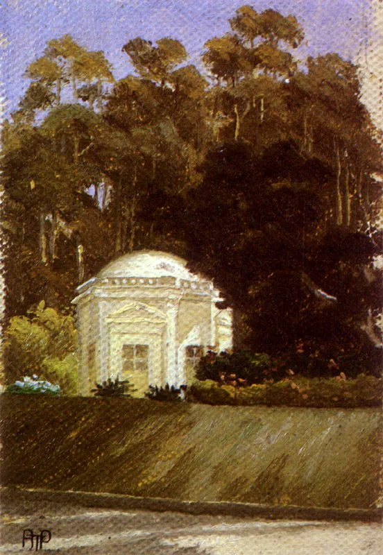 ROBERTO PARAMO El Trianón. 1910 Oleo sobre cartón. 12.3 x 9.1 cm. Colección paticular, Bogotá.