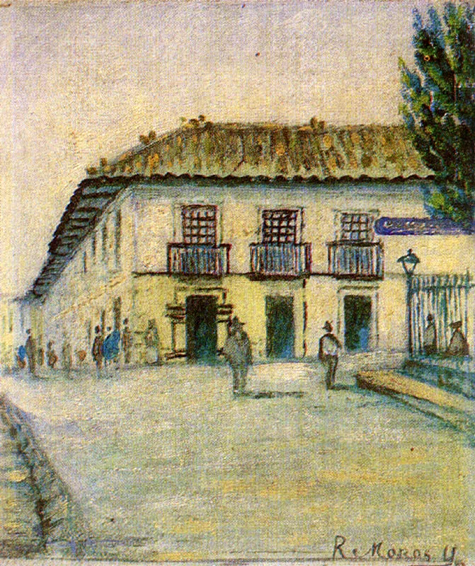 RICARDO MOROS URBINA
Casa del General Santander, 1900.
Oleo sobre lienzo. 12 x 10 cm.
Colección particular, Bogotá.