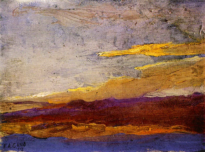 FRANCISCO ANTONIO CANO
Crepúsculo. 1912.
Oleo sobre madera. 20 x 27.5 cm.
Colección particular, Bogota.