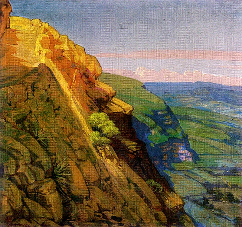 DOMINGO MORENO OTERO Paisaje de Santander 1935. Oleo sobre lienzo. 63 x 68.5 cm. Colección particular, Bogotá.
