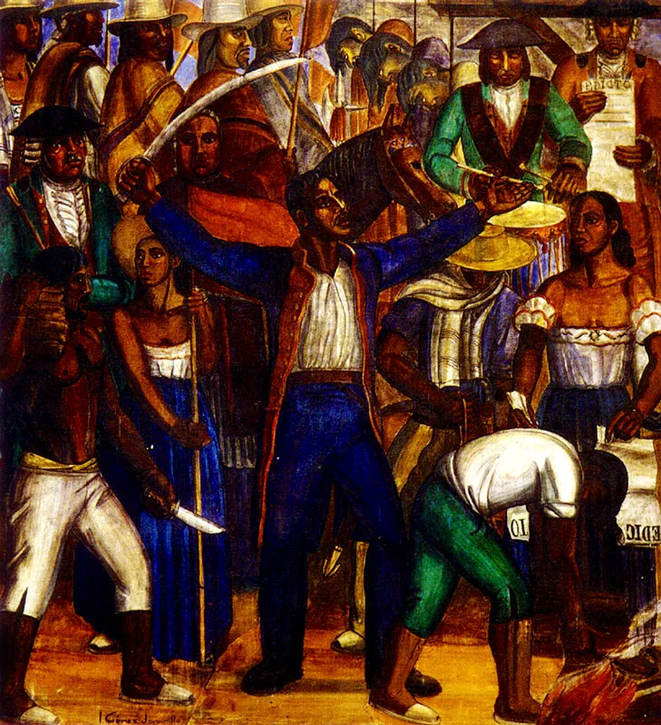 IGNACIO GOMEZ JARAMILLO La Insurreccin de los Comuneros. 1938. Fresco. 326 x 303 cm. Capitolio Nacional, Bogot. 