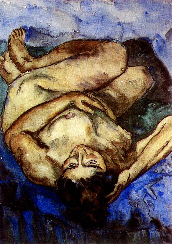 PEDRO NEL GÓMEZ
Escorzo. 1955.
Acuarela sobre papel. 77 x 56.5 cm.
Colección Museo Nacional, Bogotá.