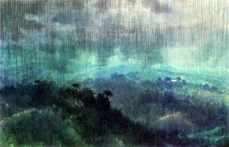 GONZALO ARIZA
Aguacero. 1960.
Oleo sobre lienzo. 60 x 90 cm.
Colección particular, Bogotá.