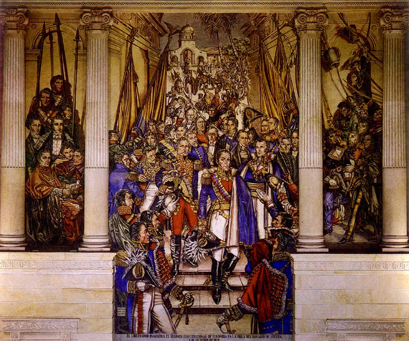 SANTIAGO MARTINEZ DELGADO
Bolívar en el Congreso de Cúcuta. 1948.
Fresco. 684 x 762 cm.
Capitolio Nacional. Bogotá.