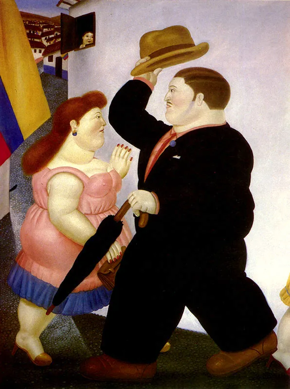 FERNANDO BOTERO
20 de julio. 1984.
Oleo sobre lienzo. 193 x 160 cm.
Prstamo al Museo nacional, Bogot. 