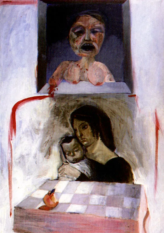 CARLOS GRANADA
Uno es Producto del Otro. 1968.
Oleo sobre lienzo, 200 x 139 cm.
Colección Museo de Arte Moderno de Bogotá.