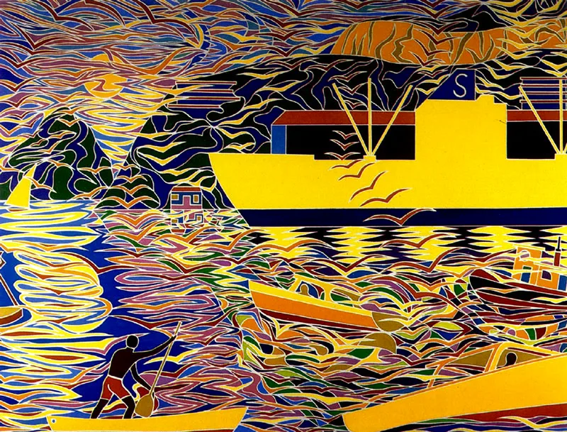 HERNANDO DEL VILLAR
Barco Grande, Ande o no Ande. 1985.
Acrílico sobre tela. 170 x 220 cm.
Propiedad del artista.