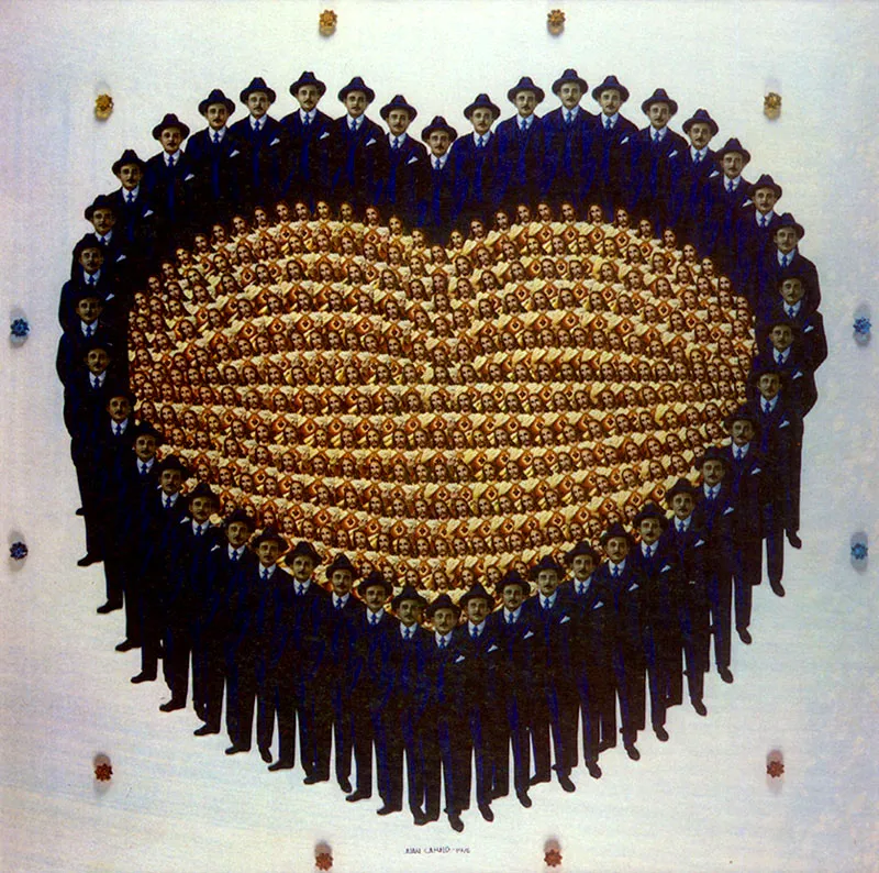 JUAN CAMILO URIBE
Declaración de Amor a Venezuela.1976.
Collage con estoperoles. 80 x 80 cm.
Colección Museo de Arte Moderno de Bogotá.