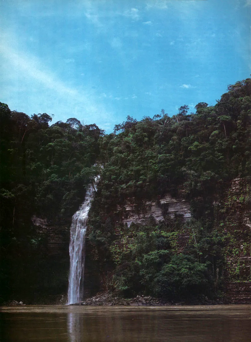 Escarpa y cascada en el can de Araracuara, ro Caquet. 