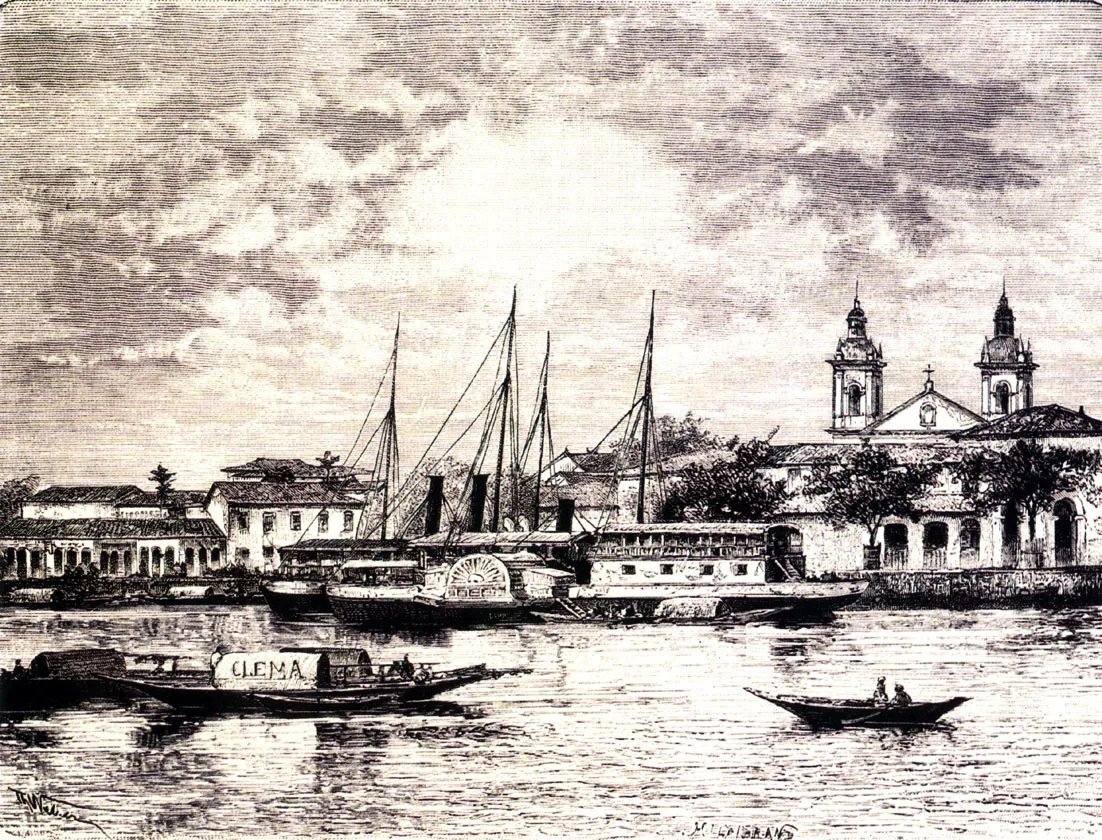 El puerto de Manaos hacia 1880.