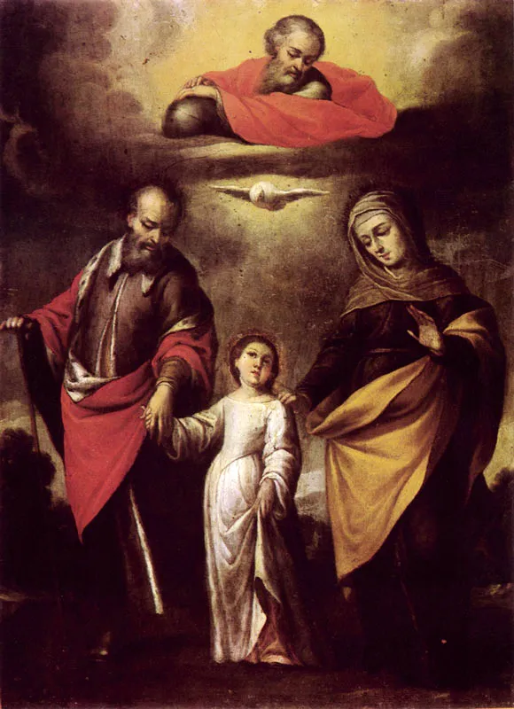 San Joaquín, Santa Ana y La Virgen (C. 399). 0.44 X 0.32. Col. Miguel de Germán-Ribón y Valenzuela, Bogotá.