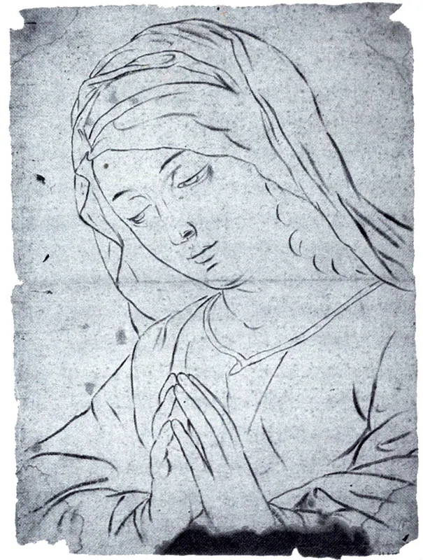 La Virgen en Contemplación (D-13). 42 X 31 cms. MAC, Bogotá