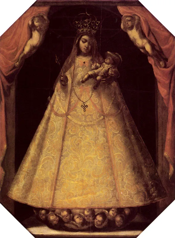 La Virgen de las Nieves con el Nio (C. 393). 0.43 X 0.31. Col. part., Bogot. 