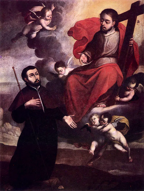 LA Visión de San Francisco Javier (C. 328). 0.59 X 0.48. Col. Part., Bogotá.