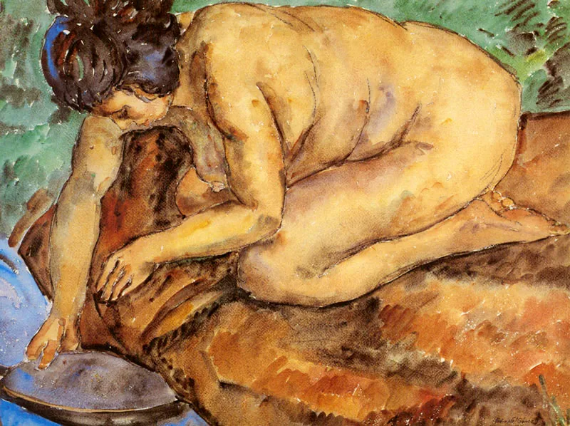 Barequera lava el oro. Acuarela. 1970