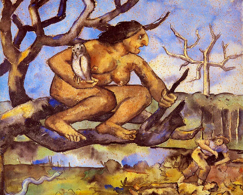 La llorona de la selva (Ejecutado en mármol). Acuarela. 1947