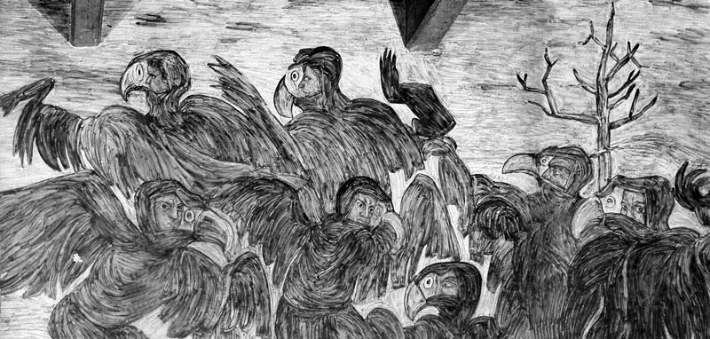 Danza de los gallinazos. Detalle fresco. Universidad de Antioquia. 1970
