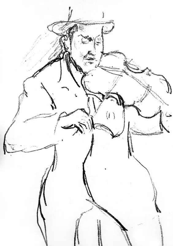 Músico popular. Dibujo a lápiz