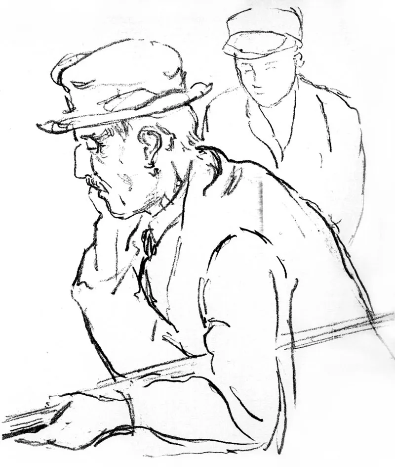 Pescador. Dibujo a lápiz