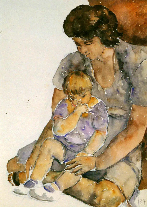 Maternidad (obra inconclusa). Acuarela. 1978 