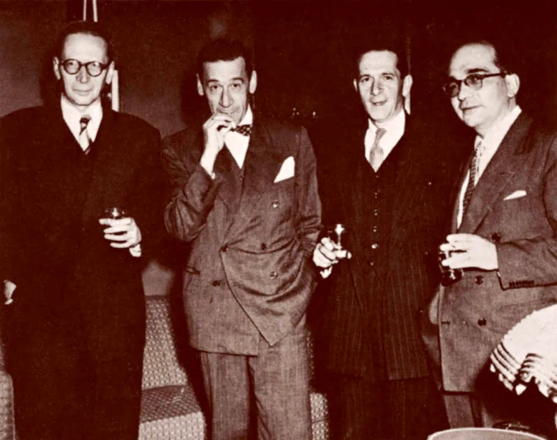 Jos Mara Gmez Meja, Mario Vlez Escobar, Alberto Hoyos Arango, Jos Restrepo Restrepo.  Ao aproximado 1950. 