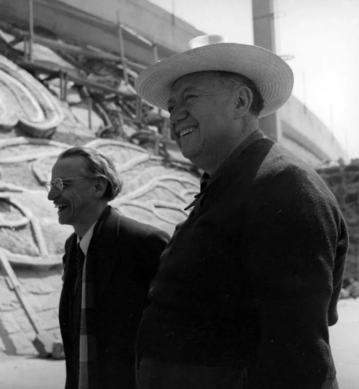 Diego Rivera y Pedro Nel Gómez. México, 1952.