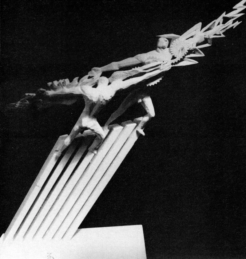 PROYECTO PARA MONUMENTO AL TRABAJO.  Maqueta en madera. 1975. 