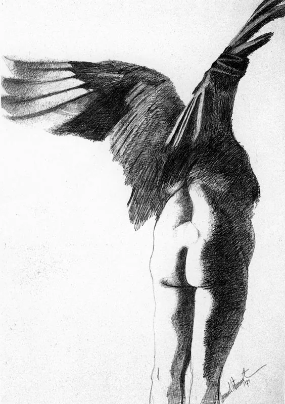 MUJER CON ALAS. Dibujo. 1971.