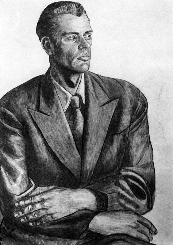 EL ARTISTA HERMANN KNUDSEN LANDEGREEN. Tempera. 1948.